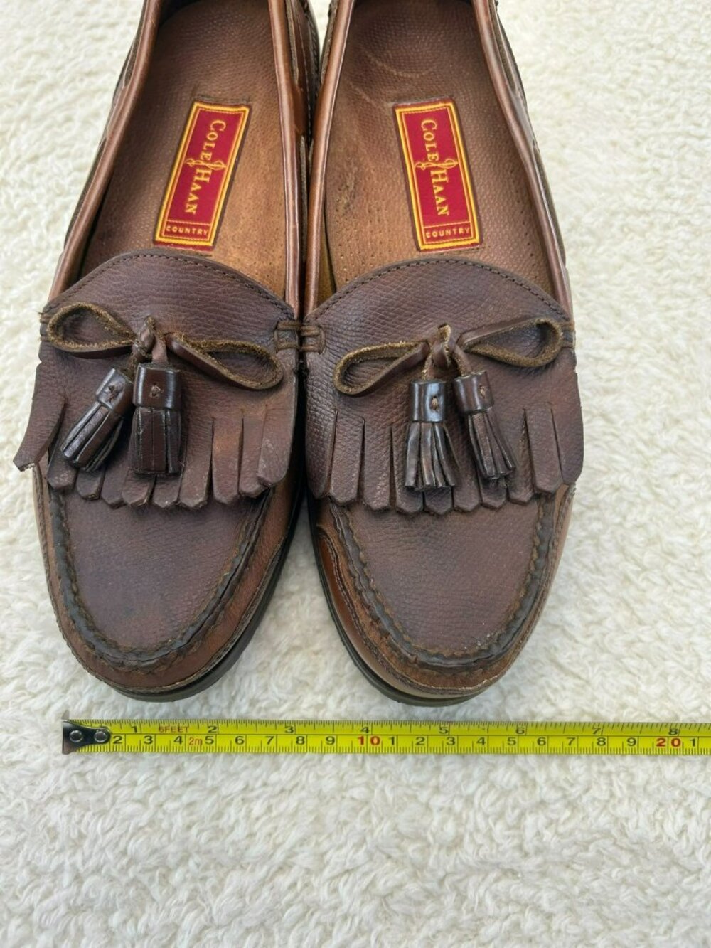 Cole Haan Mens Tassel Loafers Brown Size 9Leather Slip-On Casual Good Condit